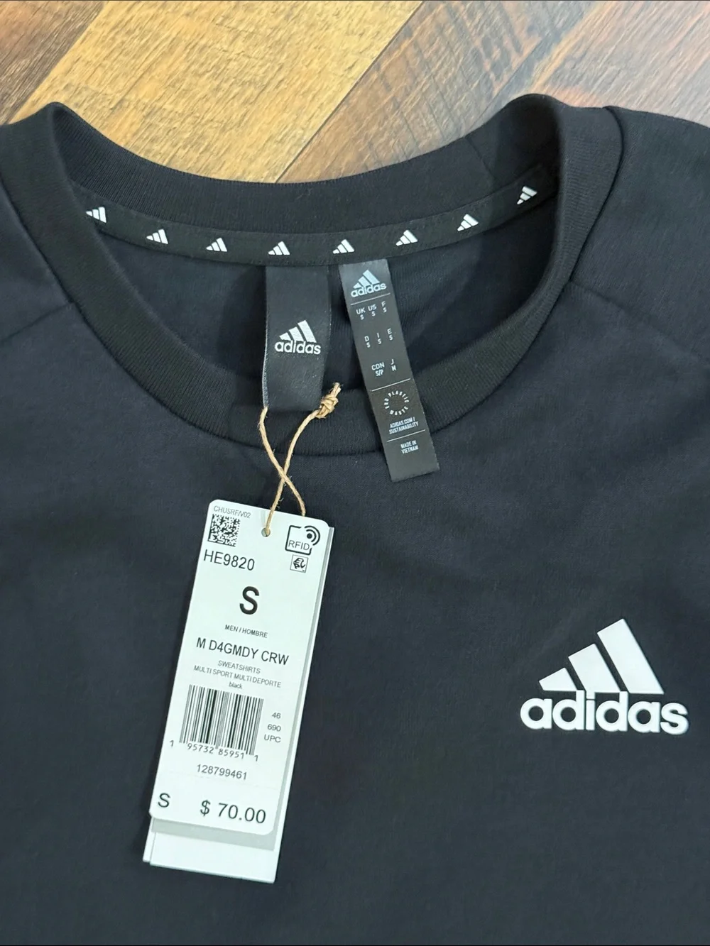 Adidas Game Day Crewneck Sweatshirt Black Men’s Small NWT